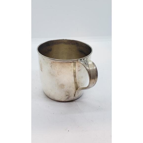 Vintage 1847 Rogers Bros Daffodil Silverplate Baby Cup Floral Handle USA 3" Tall - Picture 11 of 14